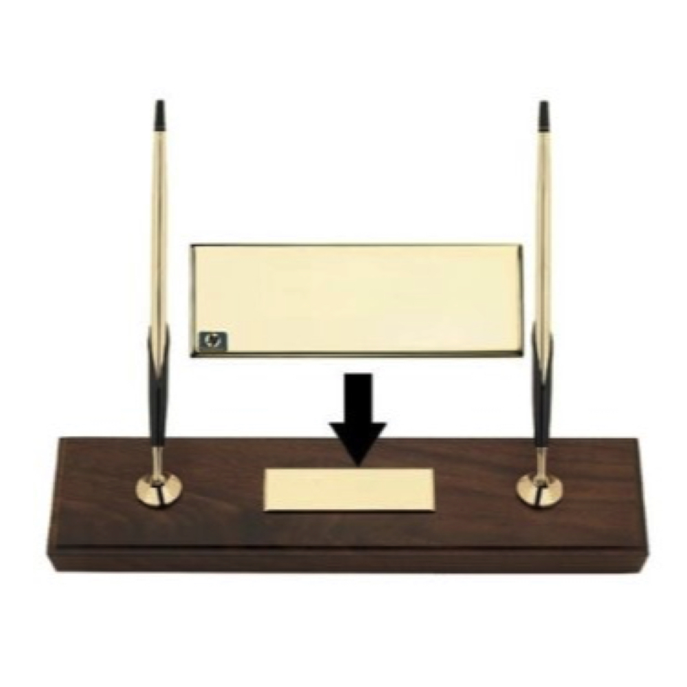 Cross Double Desk Set Genuine Walnut, 10 Karat Gold.