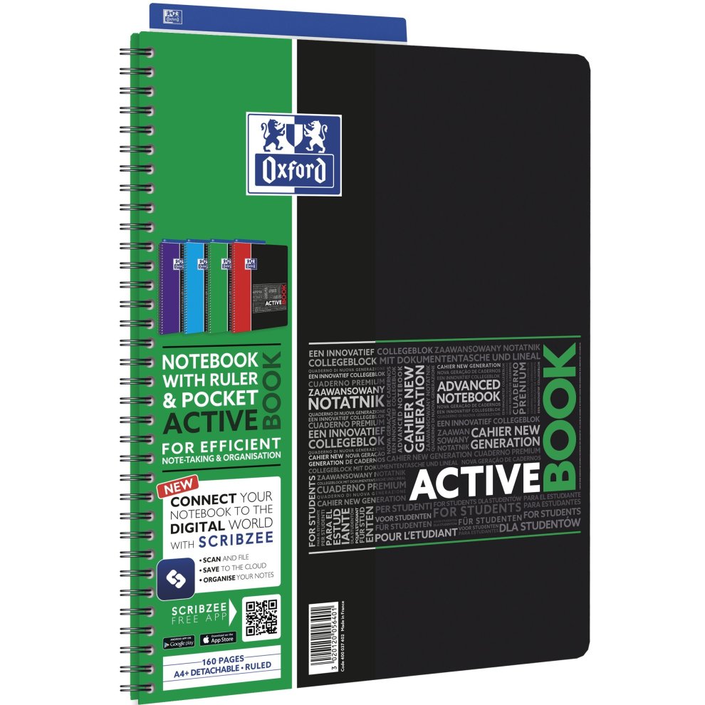 Oxford International Active Book Lined Paper A4 (8.3 x 11.7 inches).