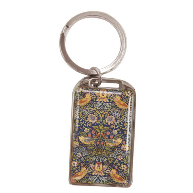 William Morris Strawberry Thief Keyring Metal Keyring.