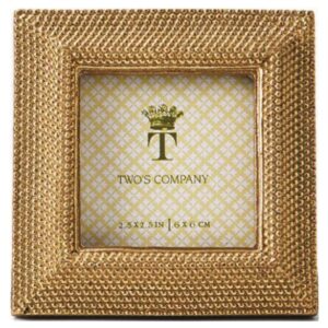 Two's Company Picture Frame Gold Dots Square 2.5 x 2.5 inches.